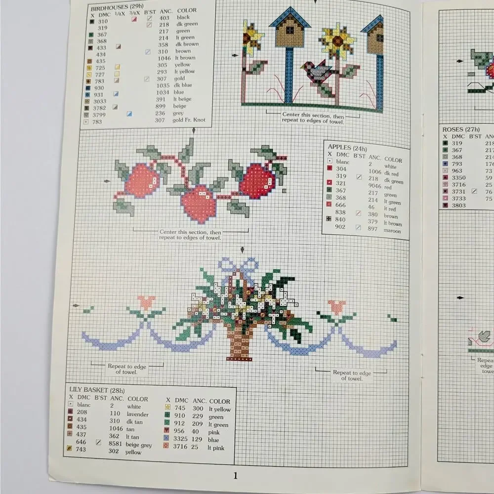 Favorite Fingertips, CROSS STITCH LEAFLET, 16 Towel Designs by Jane Chandler